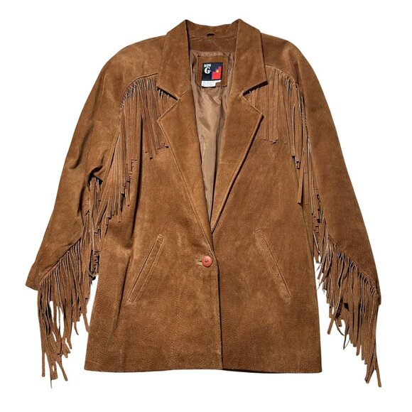 Row G Womens Small Vintage Boho Suede Fringe Jacket Split Pigskin Western Style - Picture 1 of 13